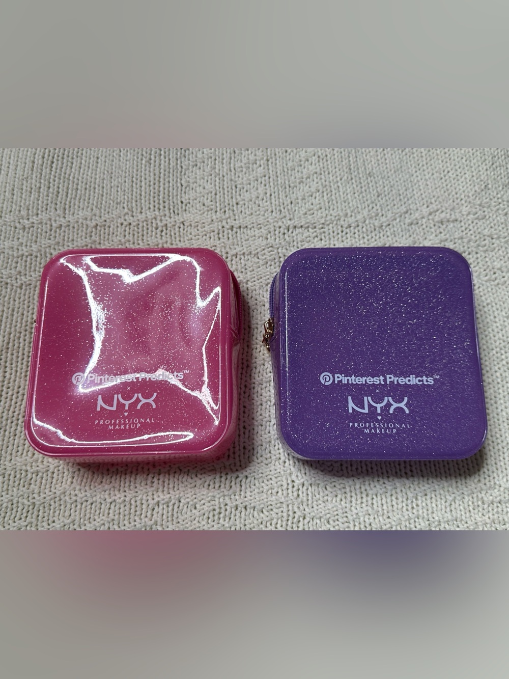 NYX Glitter Cosmetic Pouch Set in Pink & Purple BRAND NEW
